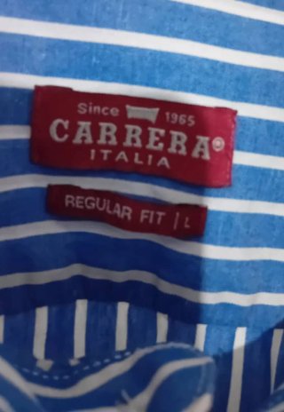 Camicia Carrera L Maniche Corte Righe Blu/Bianco
