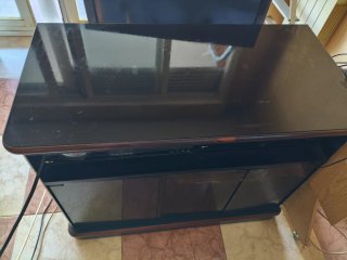 Mueble TV cristal templado y madera