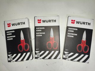 3x Tijeras Electricista WURTH
