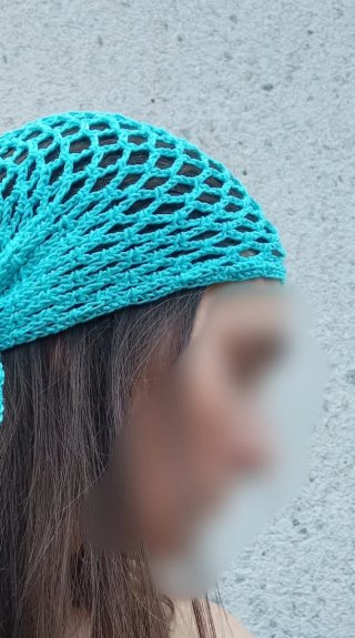 Bandana crochet azul turquesa