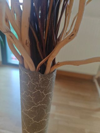 Jarrón alto decorativo cerámica y madera