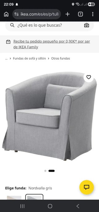 Funda sillón individual IKEA Nordvalla gris