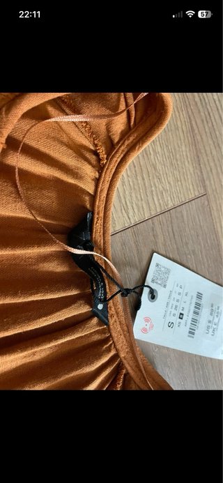 Vestido largo lino Zara naranja