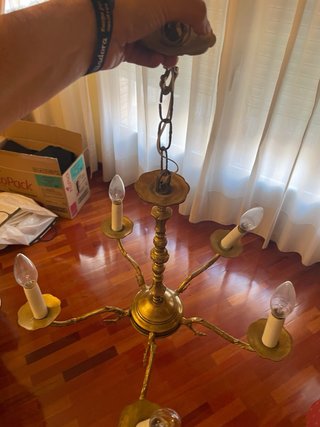 Lámpara de techo bronce y cristal