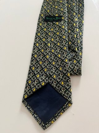 Corbata vintage floral verde y multicolor