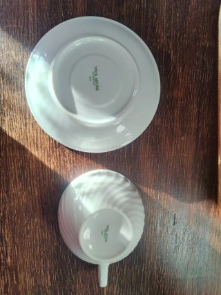 Taza y plato Vista Alegre porcelana