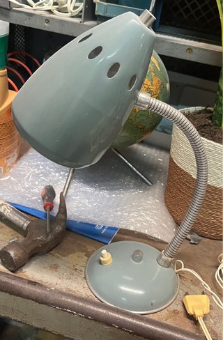 Lámpara de mesa vintage gris/verde oliva