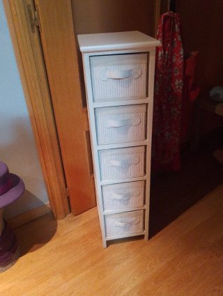Mueble 5 cajones blanco madera