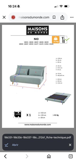 Sofá Cama Maisons du Monde Azul