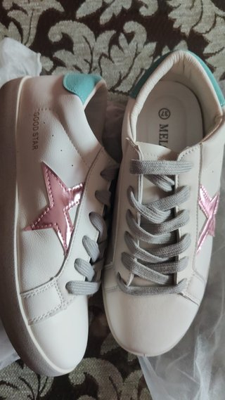 Zapatillas Melody blancas estrella rosa Talla 37