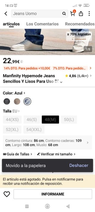 Pantalón vaquero chico talla M