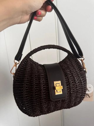 Bolso rafia marrón chocolate