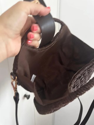 Bolso rafia marrón chocolate