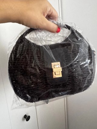 Bolso rafia marrón chocolate