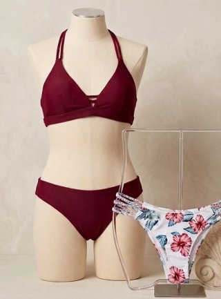 Bikini granate 3 piezas braga brasileña