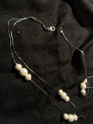 VINTAGE Collar Largo dos capas Perlas