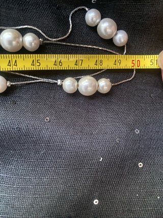 VINTAGE Collar Largo dos capas Perlas
