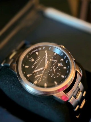 Reloj Maserati Cronógrafo Negro y Plateado
