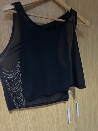 Blusa Bershka negra transparente S/36