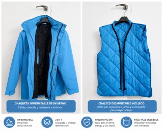 Chaqueta Impermeable Invierno 2 en 1 Chaleco