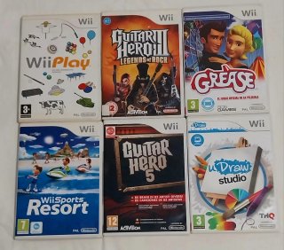 Lote 6 Juegos Wii: Guitar Hero, Grease, Wii Sports