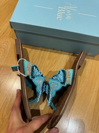Sandalias Alma Blue Corazón Azul y Marrón