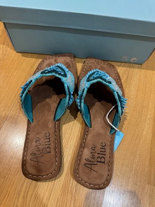 Sandalias Alma Blue Corazón Azul y Marrón