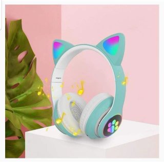 Auriculares bluetooth de gato para niñ@s luz LED