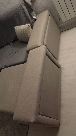 Sofá chaise longue 3 plazas beige/gris