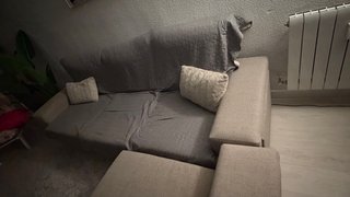 Sofá chaise longue 3 plazas beige/gris