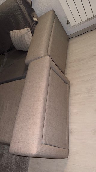Sofá chaise longue 3 plazas beige/gris