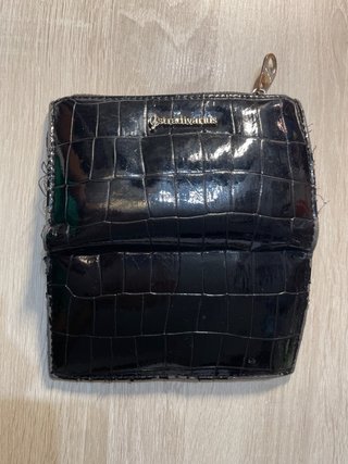 Monedero Stradivarius Negro Cocodrilo