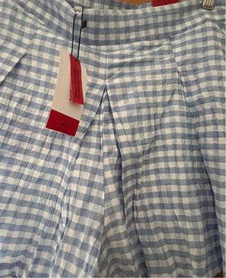Falda pantalón cuadros azul y blanco