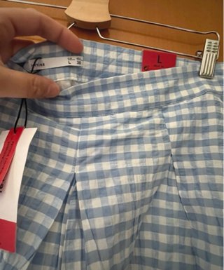 Falda pantalón cuadros azul y blanco