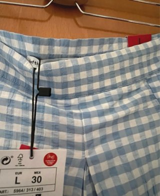Falda pantalón cuadros azul y blanco