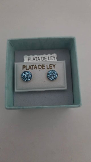 Pendientes Plata de Ley Brillantes Azules