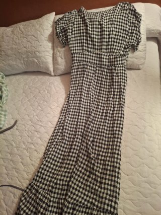 Vestido cuadros vichy blanco y negro