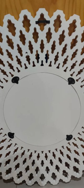 Espejo Redondo Madera Calado Blanco Decapé