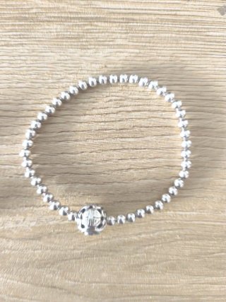 Pulsera Gas con charms flores y perla de plata
