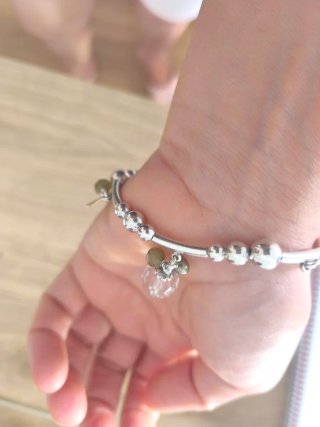Pulsera Gas con charms flores y perla de plata