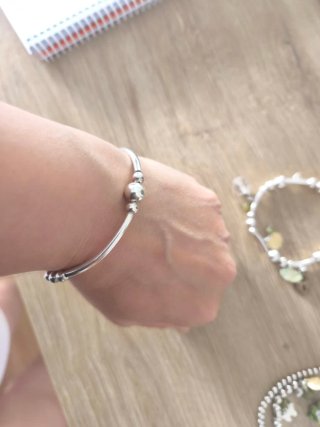 Pulsera Gas con charms flores y perla de plata
