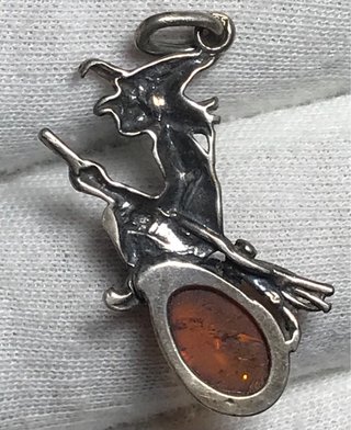 Colgante Bruja Ámbar Plata Ley 925 + Regalo