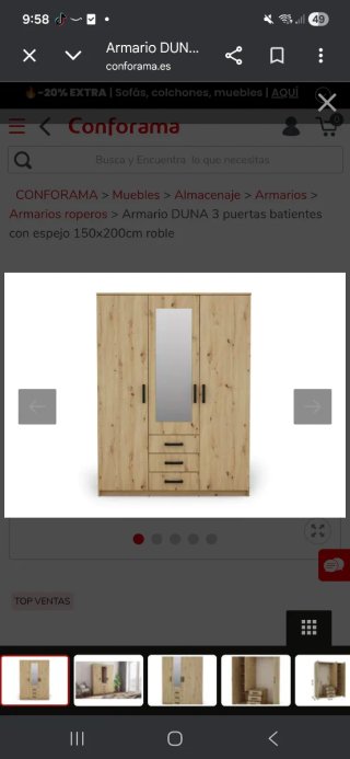 Armario de madera como nuevo poco uso