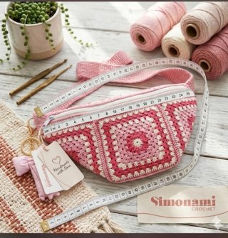 Marsupio Uncinetto SIMONAMI CROCHET Rosa e Bianco