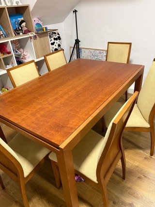 Mesa Comedor Extensible + 6 Sillas Madera
