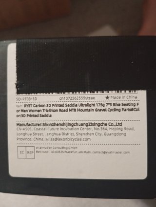Sillín RYET Carbono 3D Ultraligero 175g