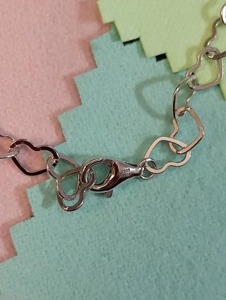 Pulsera eslabones corazones plata