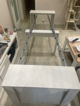 Mesa consola extensible madera gris/blanca