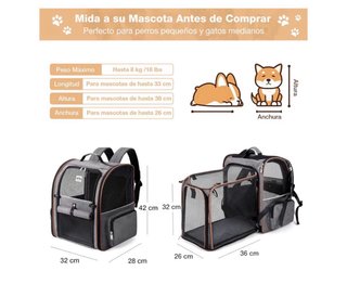 Mochila transportín gato/perro extensible