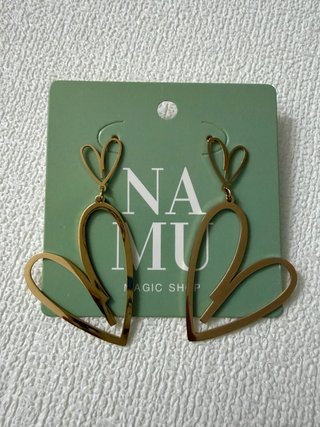 Pendientes Corazón Doble Oro